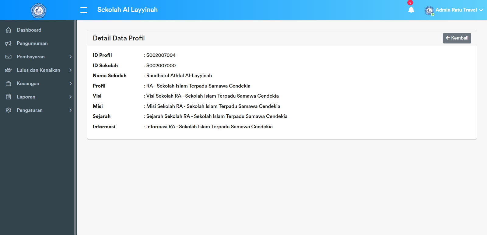 Halaman Detail Profil